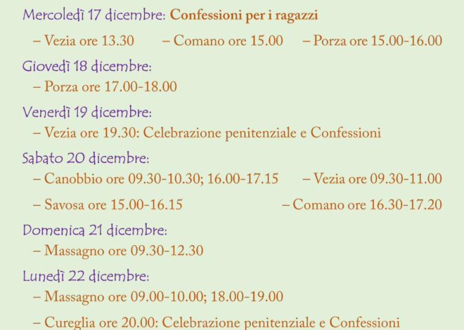 Confessioni Natale 2025